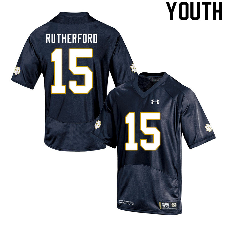 Youth #15 Isaiah Rutherford Notre Dame Fighting Irish College Football Jerseys Sale-Navy - Click Image to Close